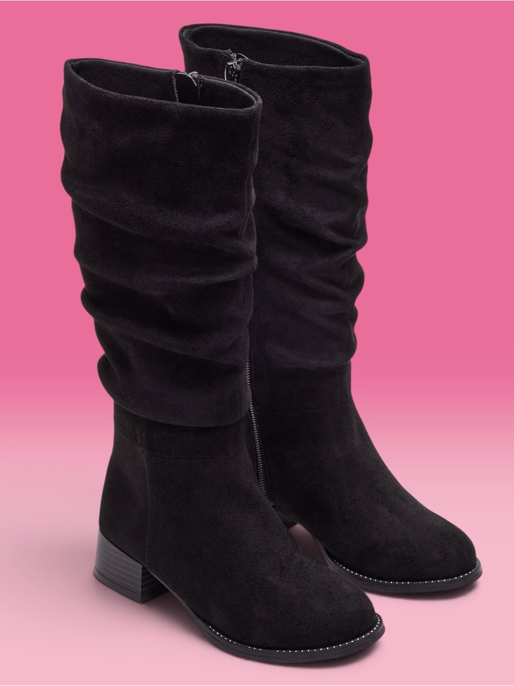Steve Madden Pepper Big Girls Classic Black Slouch Mid-Calf Boots NWOB Size 4